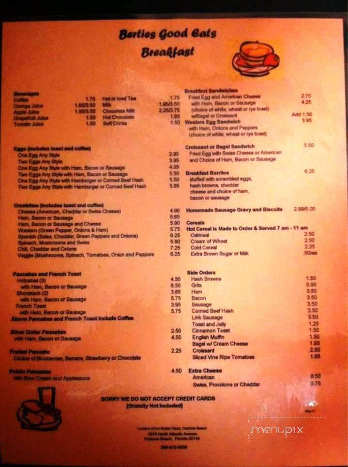 Berties Luncheonette - Daytona Beach, FL menu_pic