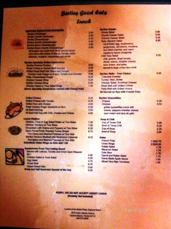 Berties Luncheonette - Daytona Beach, FL menu_pic