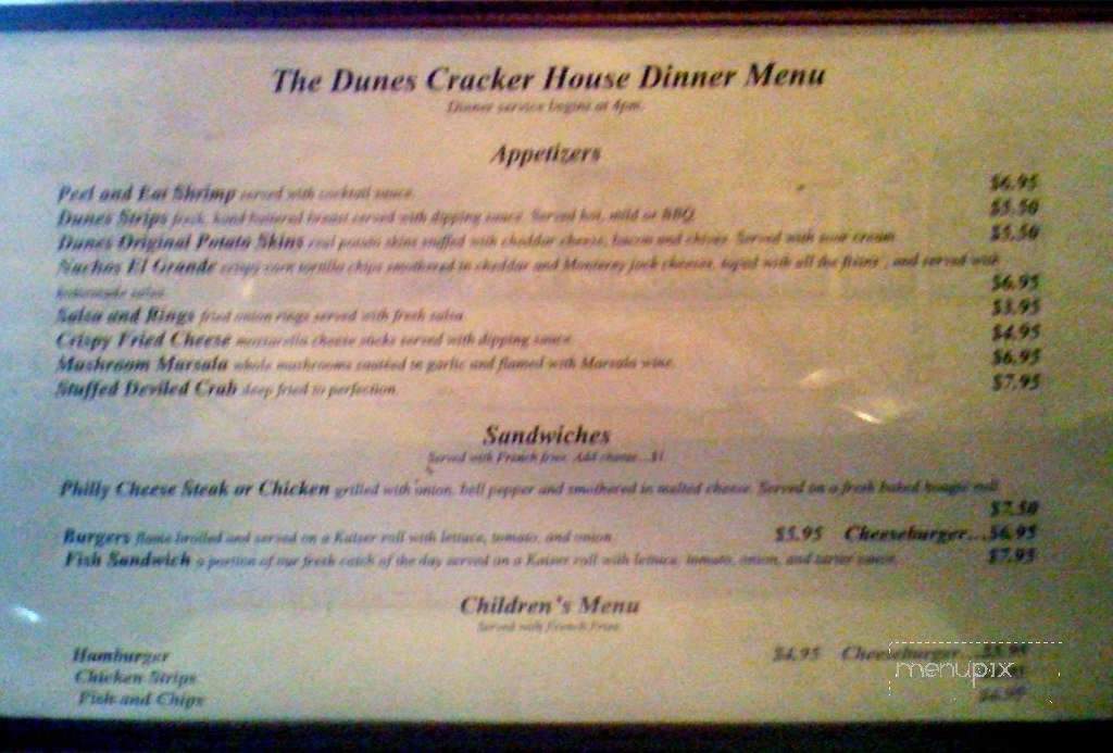 Dune's Cracker House - St Augustine, FL menu_pic