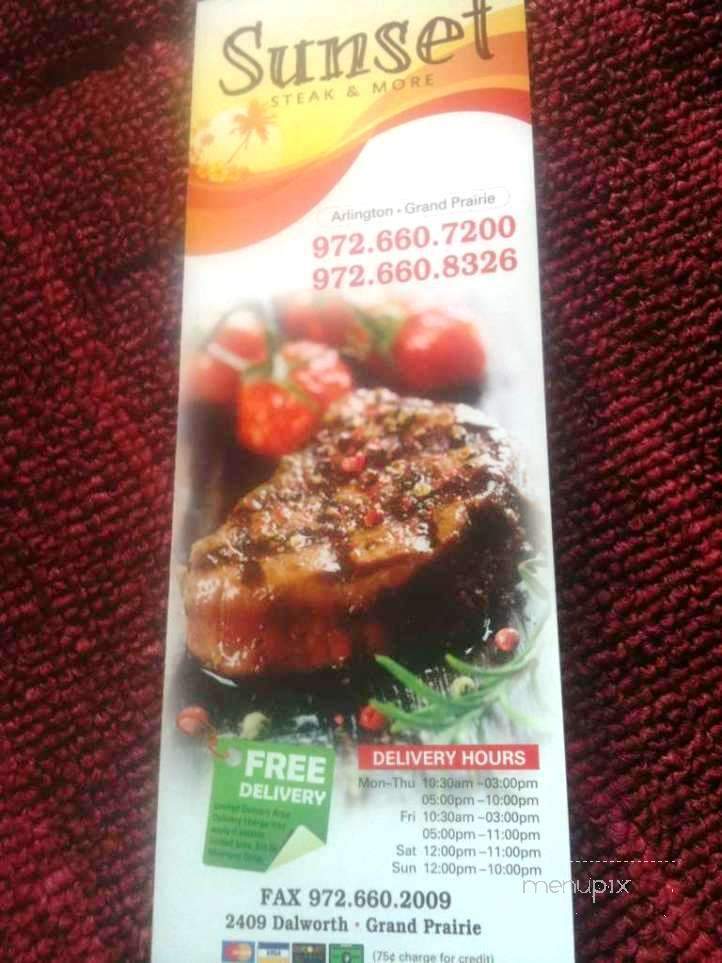 Sunset Steaks & More - Grand Prairie, TX menu_pic