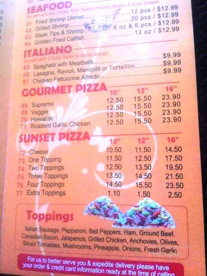Sunset Steaks & More - Grand Prairie, TX menu_pic