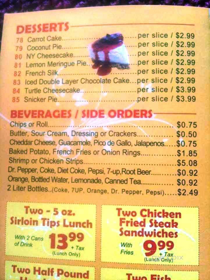 Sunset Steaks & More - Grand Prairie, TX menu_pic