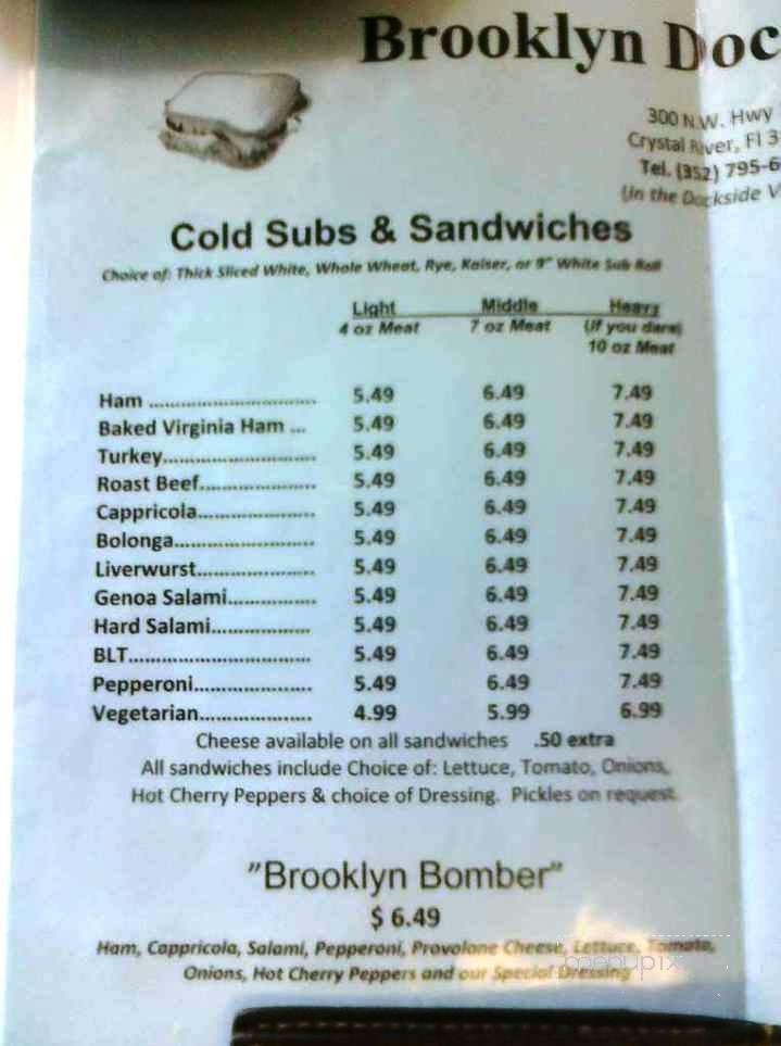 Brooklyn Dockside Deli - Crystal River, FL menu_pic