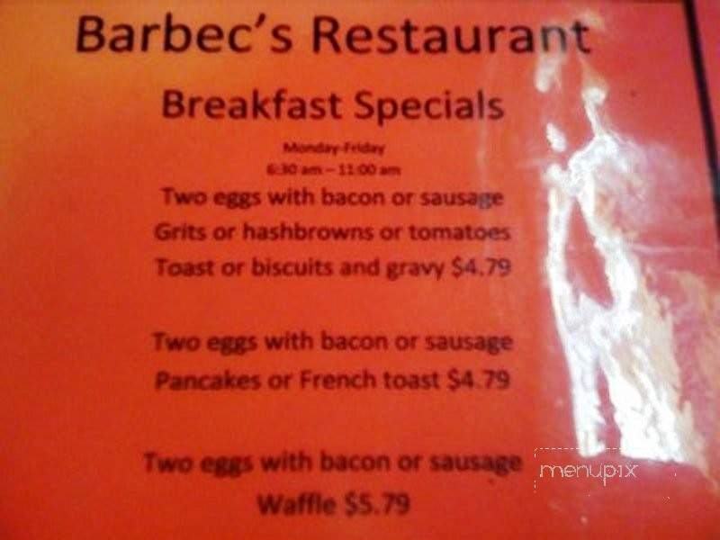 Barbec's Restaurant - Dallas, TX menu_pic