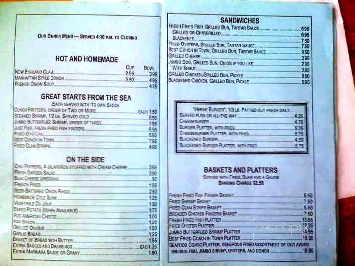 Herbie's Restaurant - Marathon, FL menu_pic