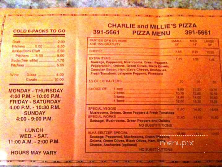 Charlie & Millie's Pizza House - Largo, FL menu_pic