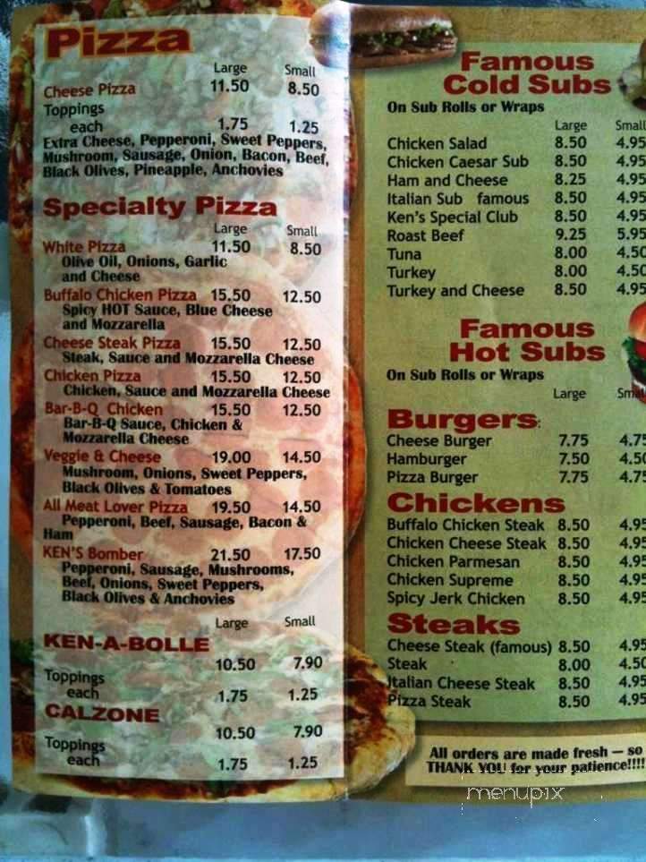 Ken's Bayside Pizza & Subs - Fenwick Island, DE menu_pic