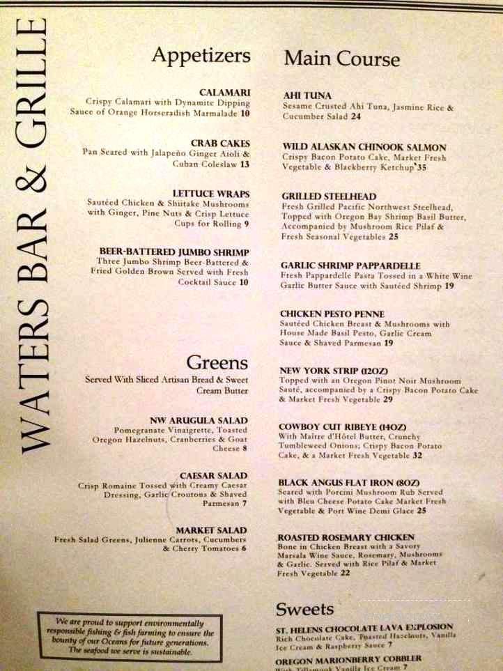 Waters Bar & Grill (Embassy Suites) - Portland, OR menu_pic