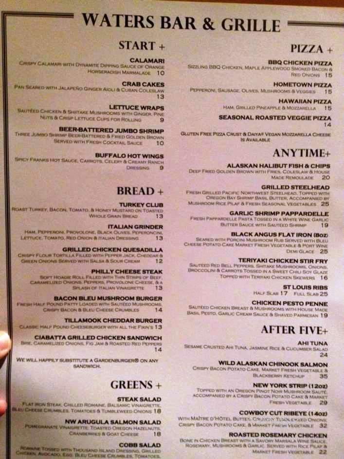 Waters Bar & Grill (Embassy Suites) - Portland, OR menu_pic