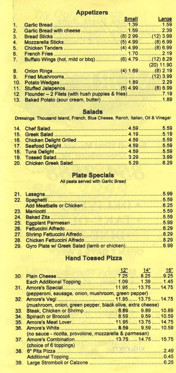 Amore's Pizza & Subs - Greensboro, NC menu_pic