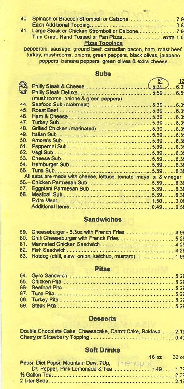 Amore's Pizza & Subs - Greensboro, NC menu_pic