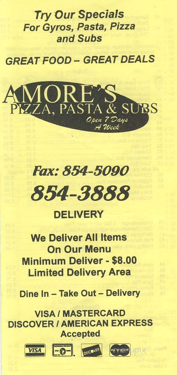 Amore's Pizza & Subs - Greensboro, NC menu_pic
