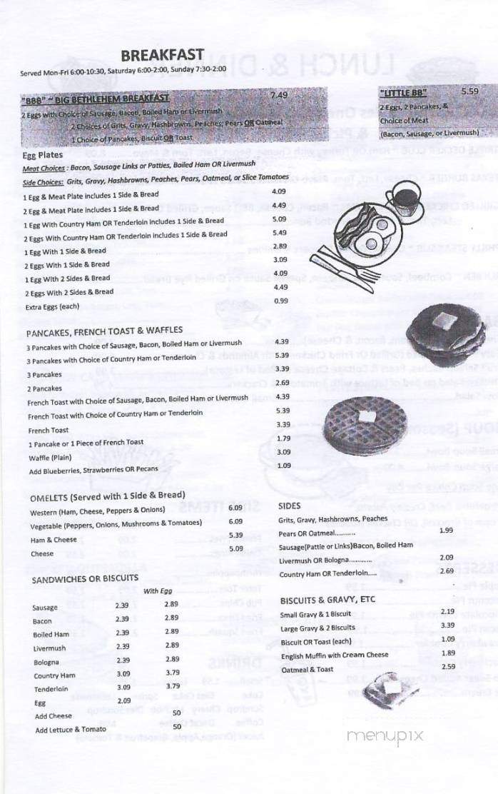 Bethlehem Restaurant - Taylorsville, NC menu_pic