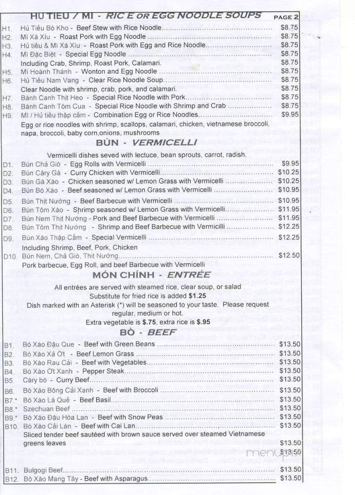 Binh Minh Restaurant - Greensboro, NC menu_pic