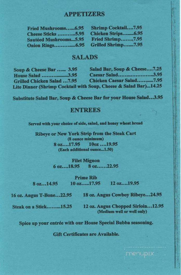 Charolais Steakhouse - Hickory, NC menu_pic