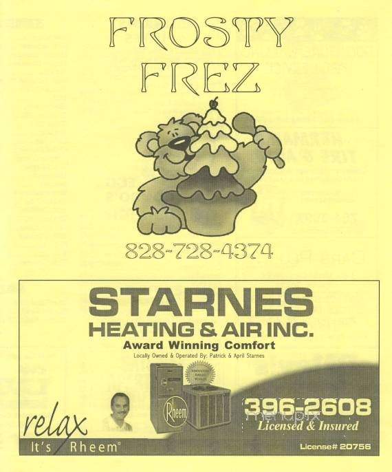 Frosty Frez - Lenoir, NC menu_pic