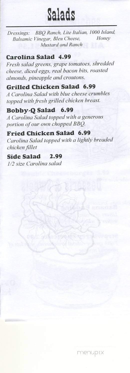 Hannah's Bar-B-Q - Lenoir, NC menu_pic