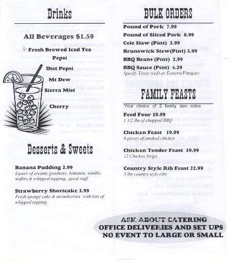 Hannah's Bar-B-Q - Lenoir, NC menu_pic