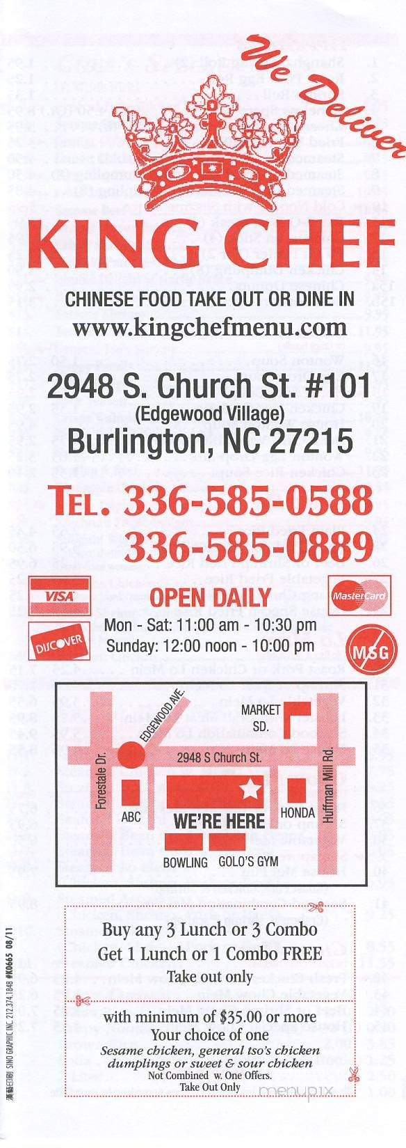 King Chef - Burlington, NC menu_pic