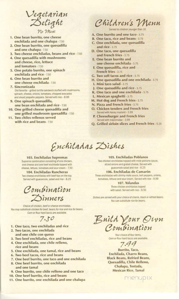 Mexico Viejo - Taylorsville, NC menu_pic