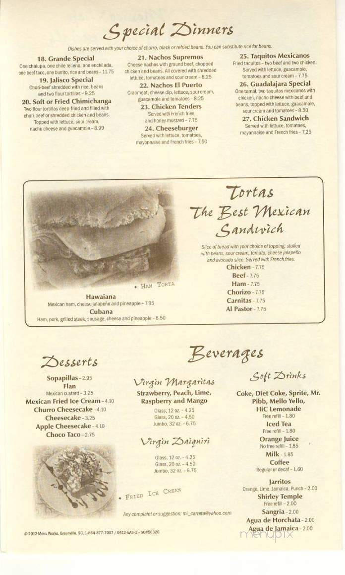 Mexico Viejo - Taylorsville, NC menu_pic