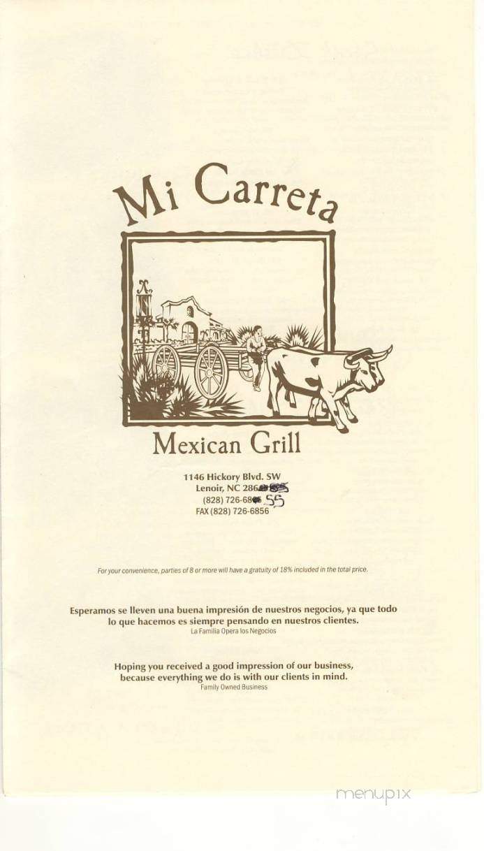 Mi Carreta - Lenoir, NC menu_pic
