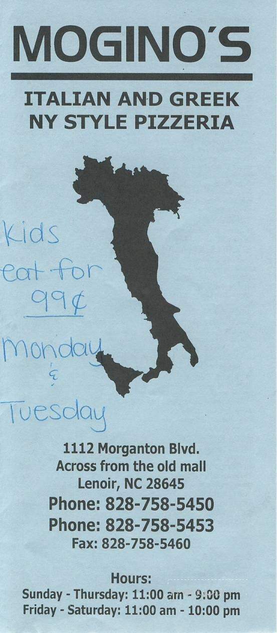MoGino's - Lenoir, NC menu_pic