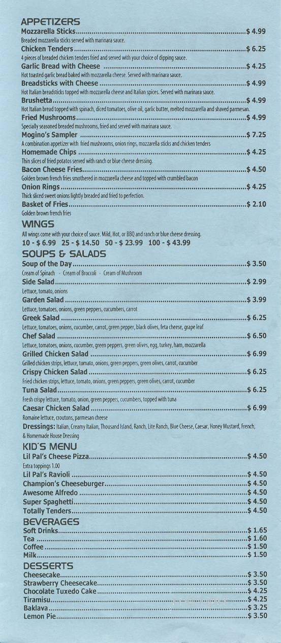 MoGino's - Lenoir, NC menu_pic