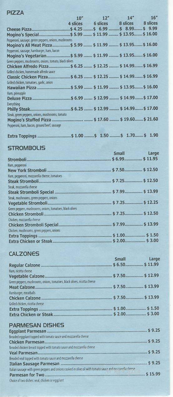 MoGino's - Lenoir, NC menu_pic