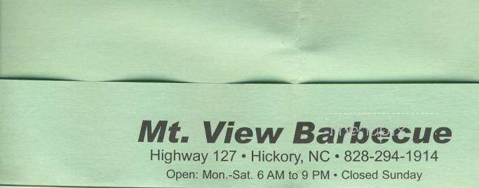 Mt View Bar Bq - Hickory, NC menu_pic