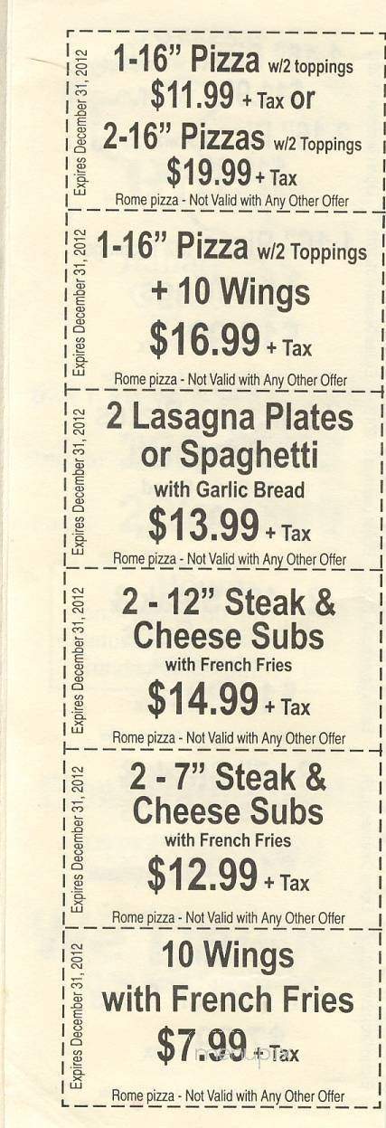 Rome Italian Garden Pizza - Greensboro, NC menu_pic