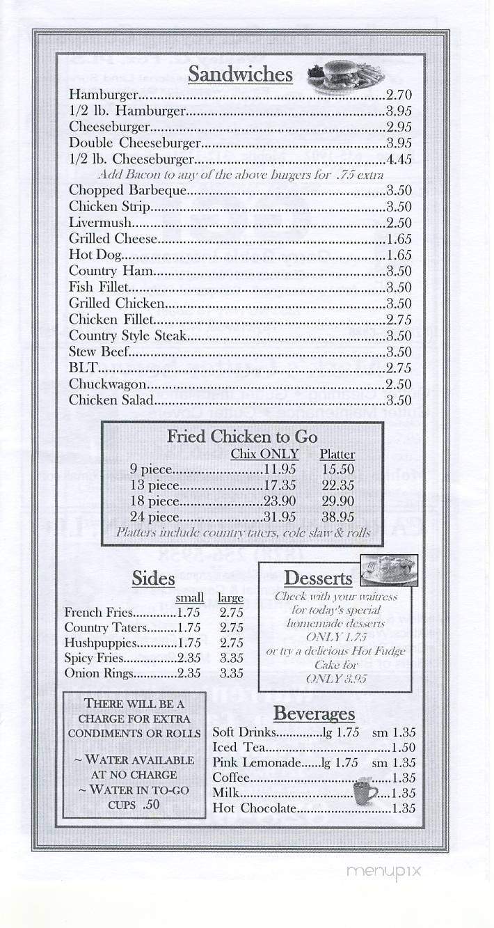 Online Menu of S S Family Restaurant Taylorsville NC