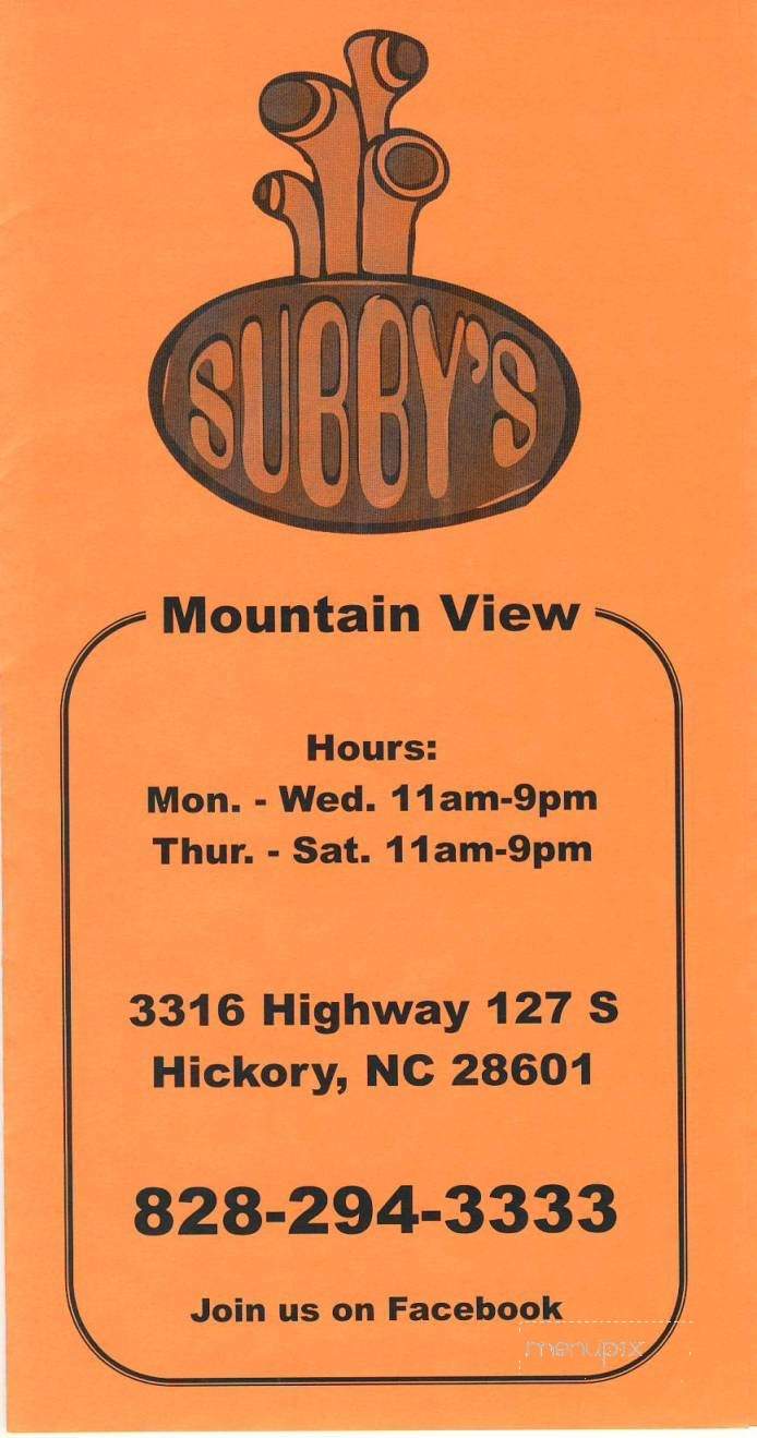 Subby's In Mt View - Hickory, NC menu_pic