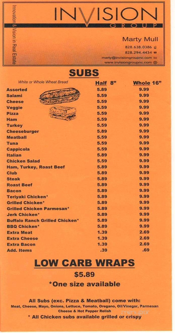 Subby's In Mt View - Hickory, NC menu_pic