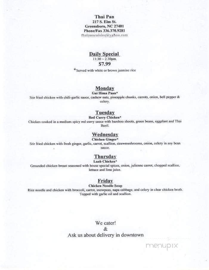 Thai Pan - Greensboro, NC menu_pic