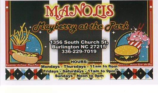 Mayberry Restaurants - Burlington, NC menu_pic