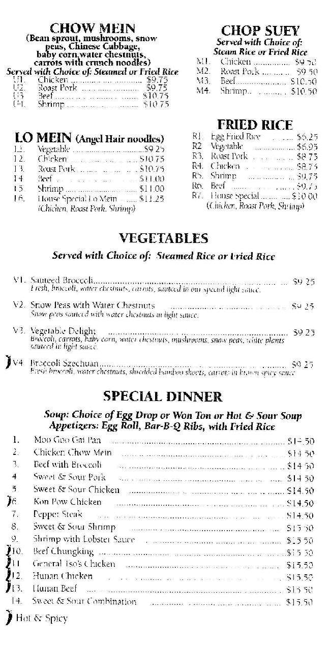 Sonny's Country Cafe - Severance, CO menu_pic