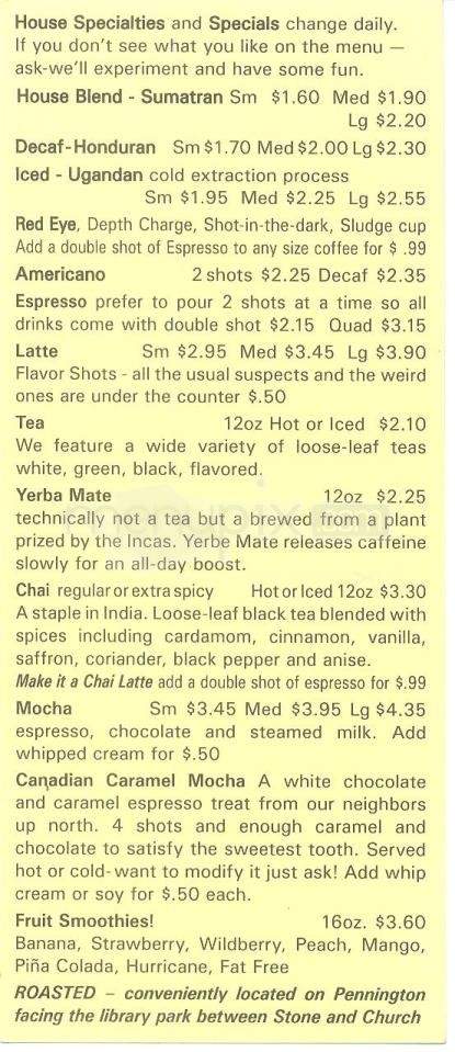 Roasted Tea & Coffee Shop - Tucson, AZ menu_pic