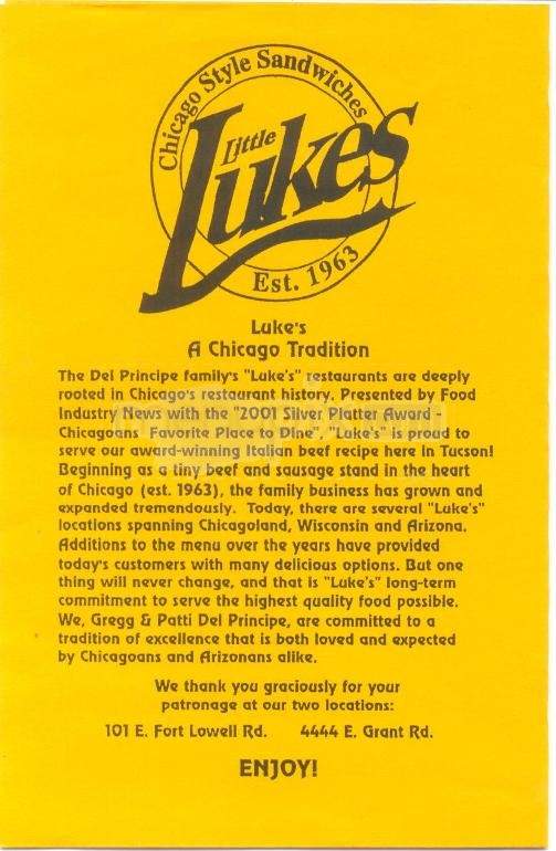 Little Lukes - Tucson, AZ menu_pic