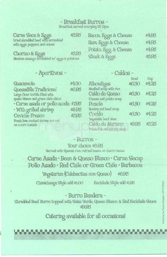 San Carlos Grill - Tucson, AZ menu_pic