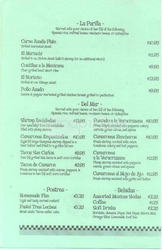 San Carlos Grill - Tucson, AZ menu_pic
