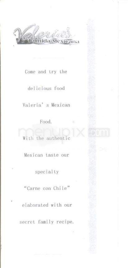 Valeria's Mexican Food - Tucson, AZ menu_pic