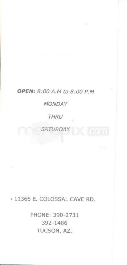 Valeria's Mexican Food - Tucson, AZ menu_pic