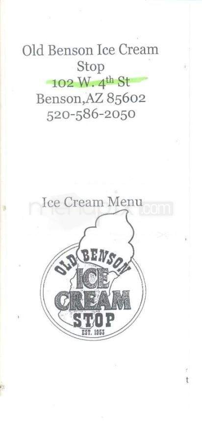 Old Benson Ice Cream Stop - Benson, AZ menu_pic