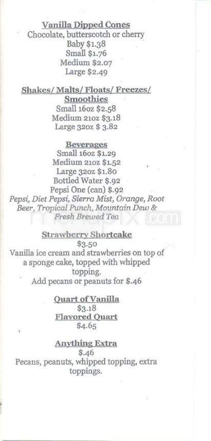 Old Benson Ice Cream Stop - Benson, AZ menu_pic