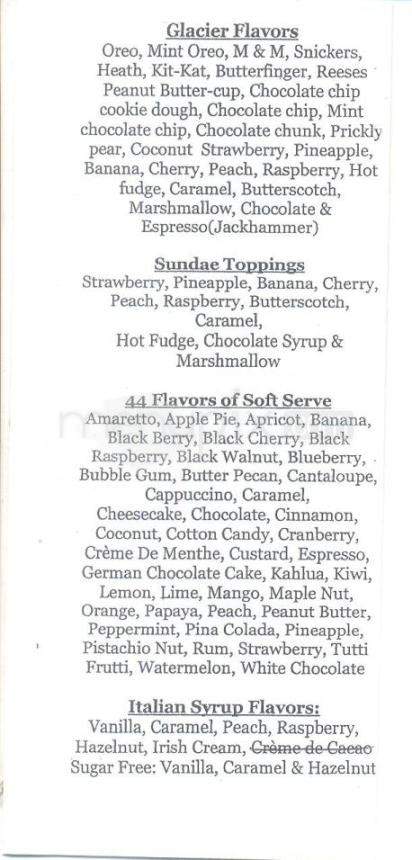 Old Benson Ice Cream Stop - Benson, AZ menu_pic