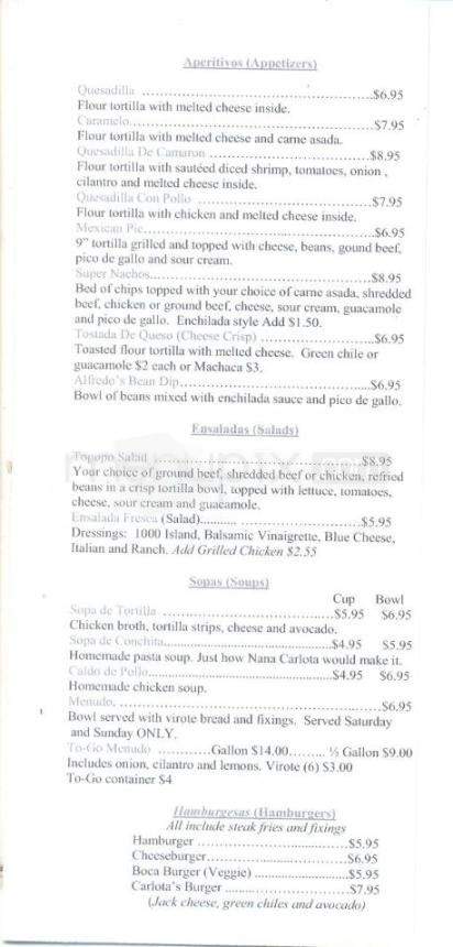 Carlota's Authentic Mexican - Tucson, AZ menu_pic