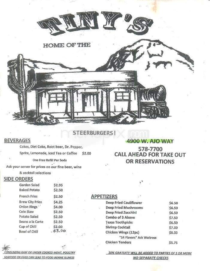 Tiny's Saloon & Steakhouse - Tucson, AZ menu_pic