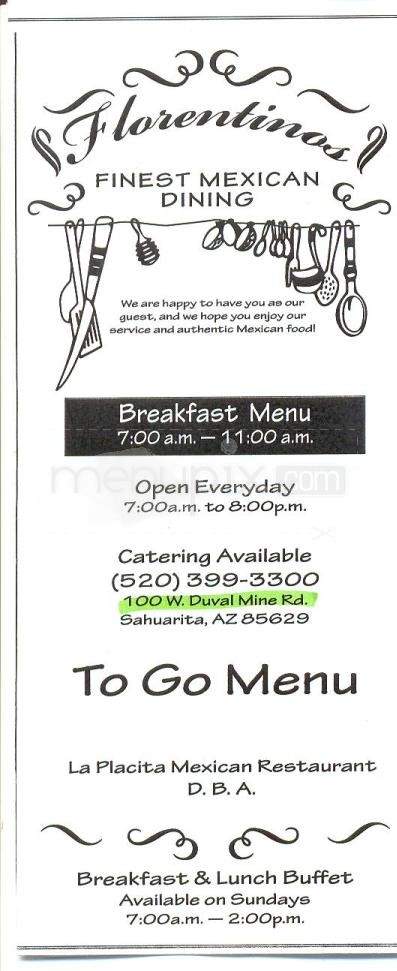 Florentinos - Green Valley, AZ menu_pic