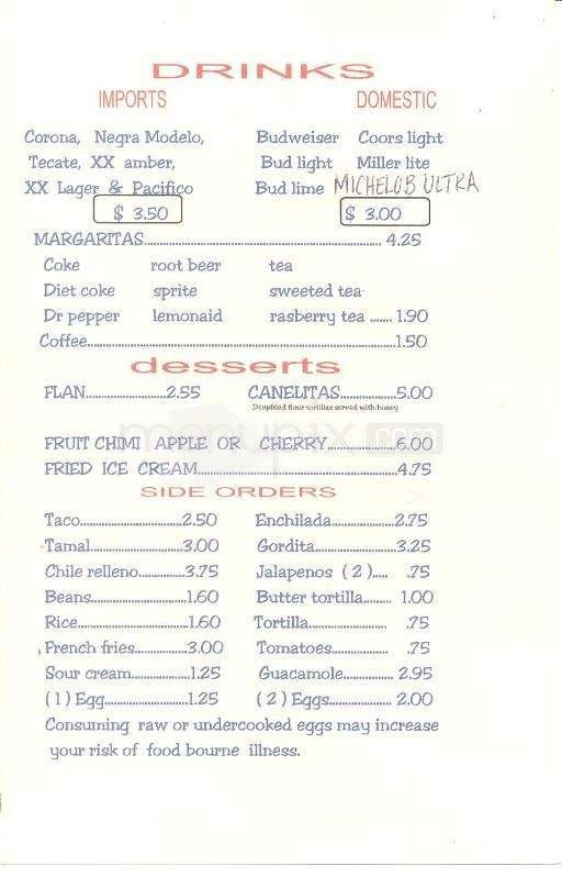 Magaly's Mexican Restaurant - Benson, AZ menu_pic